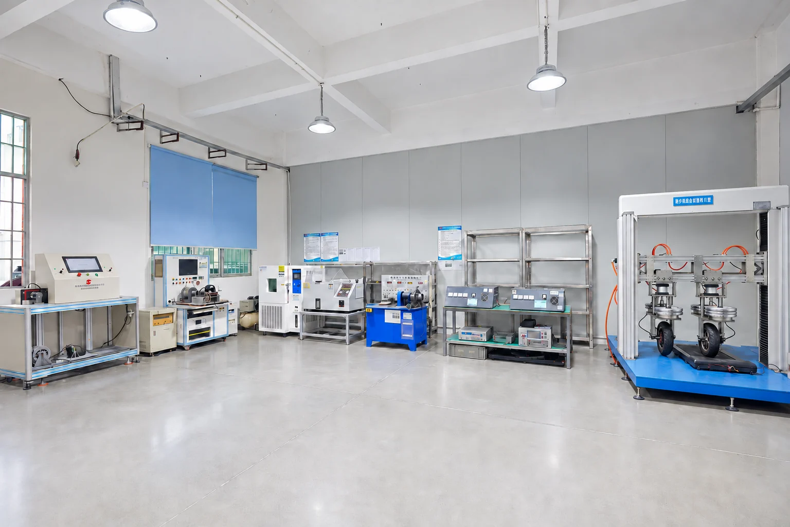ST MOTOR test laboratory with temperature, salt-spray, run-in and treadmill endurance test equipment